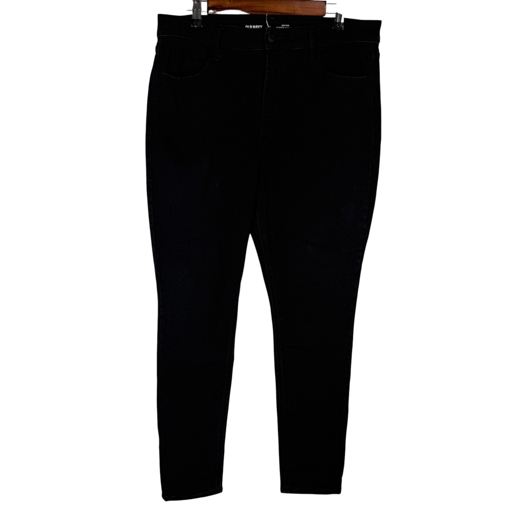 Old Navy Women's 12 High Rise Super Skinny Jeans Black Denim Stretch Pants